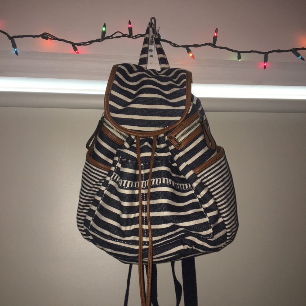 Blue & White Striped Backpack